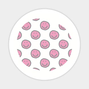 Prism Pink Round Happy Face with Smile Pattern Magnet